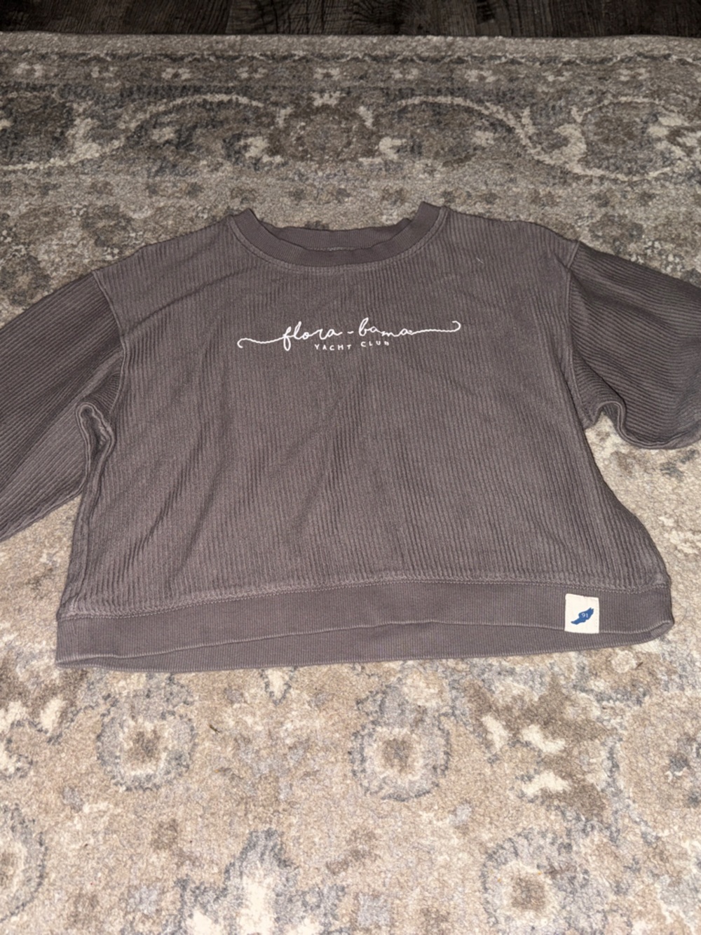 Yacht Club Women's Gray Ribbed Sweatshirt